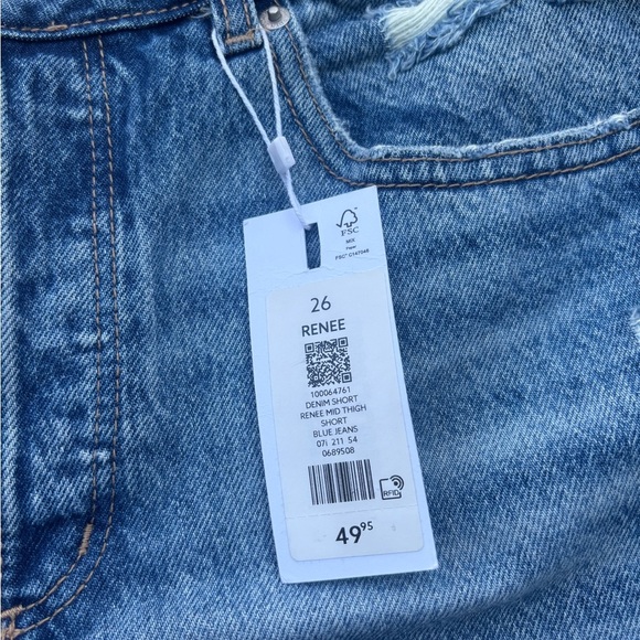 NWT Dynamite Renee Mid Thigh Jean Shorts Factory Distressing Size 26 Women’s - Picture 3 of 8